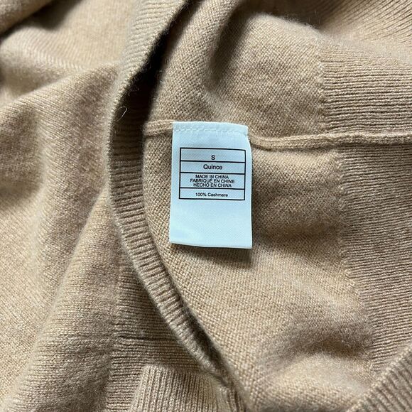 Quince Womens 100% Cashmere Sweater Tan Long Sleeve V-neck Small EUC - Picture 7 of 7